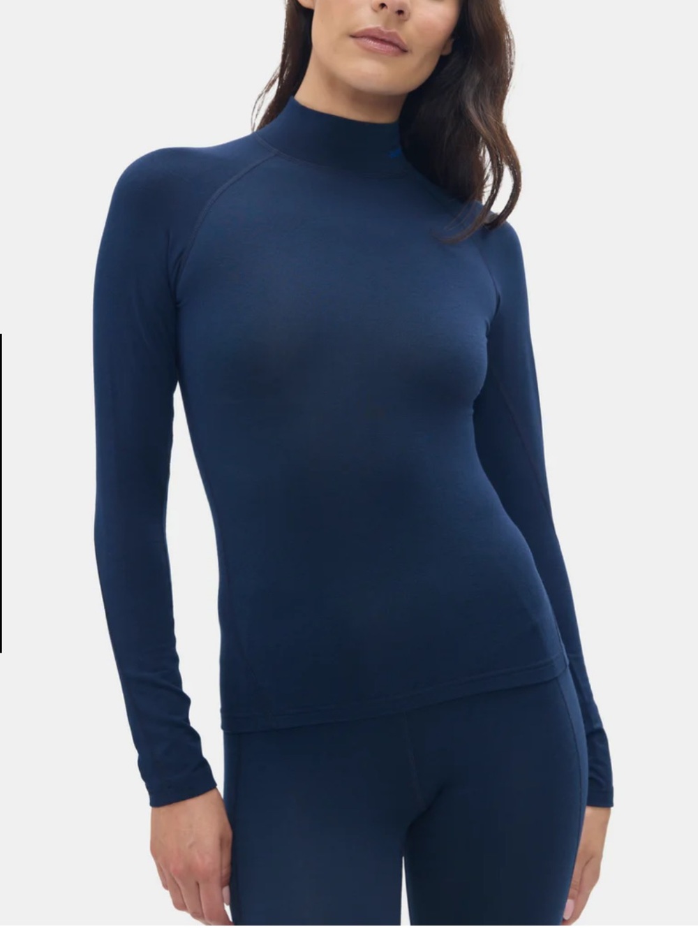 NWT Halfdays Clare Mock Neck Base Layer Top Navy Long Sleeve Layer Shirt XS 0/2
